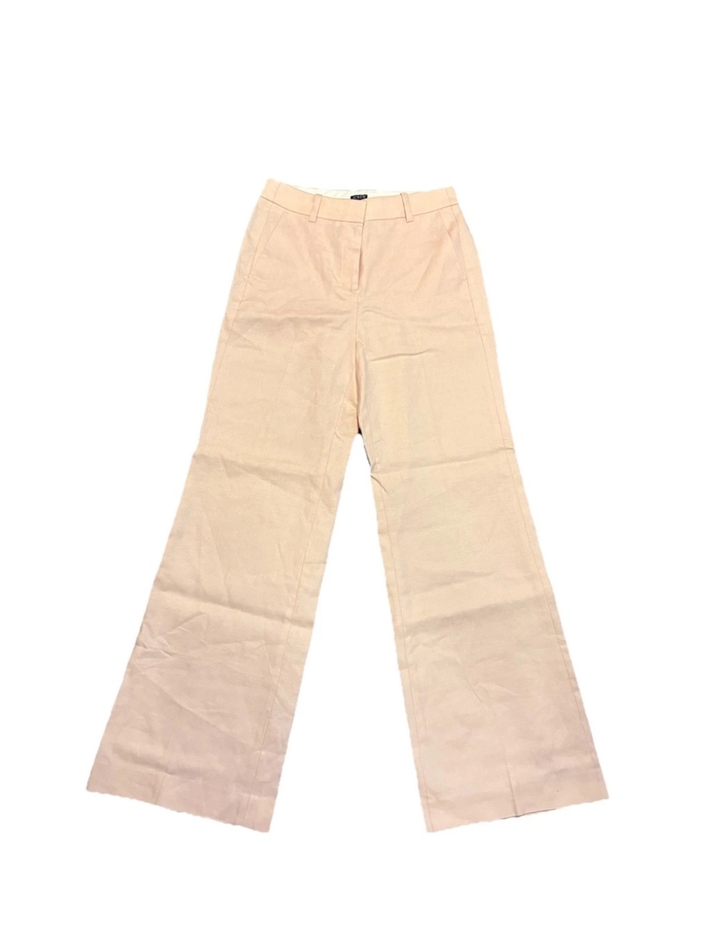 Jcrew Linen Women’s Pink Wide Leg High Rise Pants Size 4 Pockets
